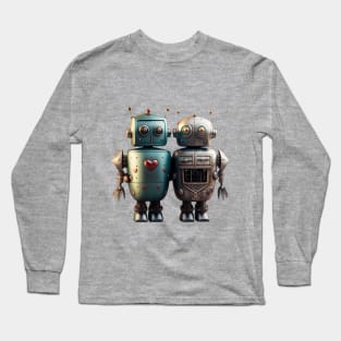 Cute Vintage Robot with Sidekick Long Sleeve T-Shirt